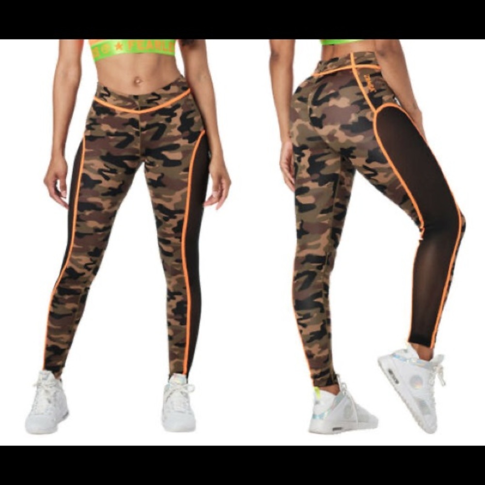 Zumba Camo We Move The World Mesh Panel Leggings